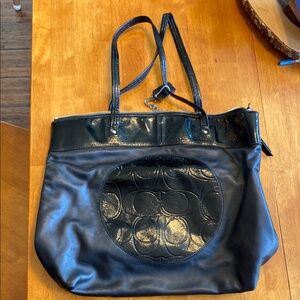 Coach Black Tote Bag with Embossed Design